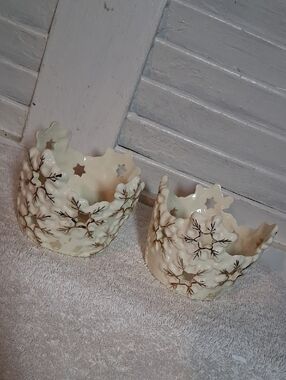 Vintage Ivory Ceramic Candle Holders